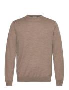 100 % Merino Crew Neck Knit Tops Knitwear Round Necks Brown Lindbergh ...