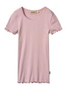 Rib T-Shirt S/S Katie Tops T-shirts Short-sleeved Pink Wheat