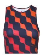 Adidas X Marimekko Train Icons Print Tank Top Sport Crop Tops Sleevele...