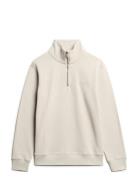 Essential Logo Henley Tops Knitwear Half Zip Jumpers Cream Superdry