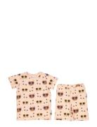 Bamboo Set Sets Sets With Short-sleeved T-shirt Pink Geggamoja