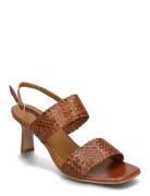 Sandals - Block Heels Sandal Med Hæl Brown ANGULUS