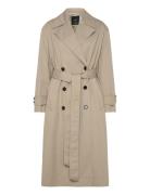 Long Over D Double-Breasted Trench Coat Trench Coat Kåpe Beige Mango