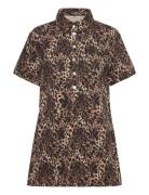 Short-Sleeved Mini Shirt Dress Kort Kjole Multi/patterned Monki