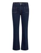 Flared Cropped Jeans With Pockets Bottoms Jeans Straight-regular Blue ...