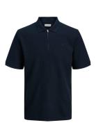 Jjeaustin Zip Polo Ss Noos Tops Polos Short-sleeved Navy Jack & J S