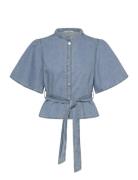 Mschingrid Lis 2/4 Shirt Tops Shirts Short-sleeved Blue MSCH Copenhage...