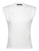 Rallie Shoulder Pad Tank Tops T-shirts & Tops Sleeveless White French ...