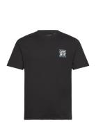 Abstarct Flower Tops T-shirts Short-sleeved Black French Connection