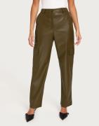 Only - Grønn - Onlkim Faux Leather Cargo Pant Cc O