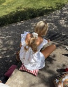 Nelly - Blå - Lace Detail Frill Top