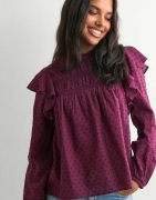 Vero Moda - Rød - Vmtrine Ls Lace Top Wvn Noos