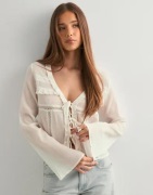 Nelly - Hvit - Lace Insert Blouse