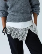 Nelly - Hvit - Lace Mini Skirt