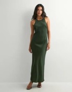 Only - Grønn - Onlmika Vis Satin Slip Long Dress W