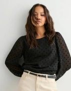 Pieces - Svart - Pcroberta Ls Top Wvn