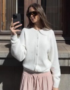 Nelly - Hvit - Fuzzy Knit Cardigan