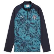 MCFC Warm Up 1/4 Zip Top Jr Deep Navy-Tropical Blue